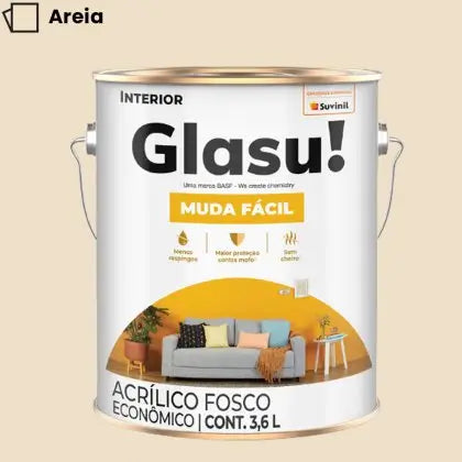 TINTA ACRÍLICA MUDA FÁCIL FOSCO 3,6L INTERNA – GLASU