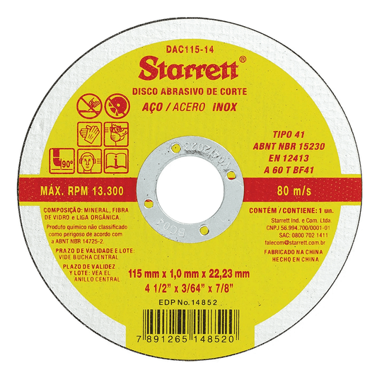 DISCO CORTE INOX - STARRETT