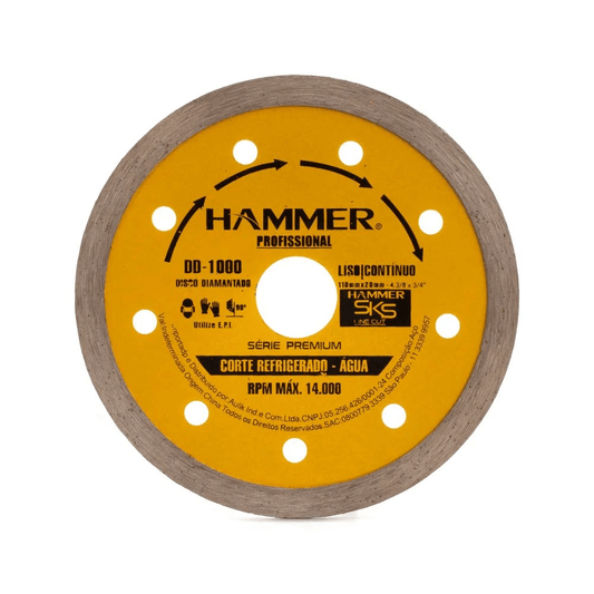 DISCO DIAMANTADO LISO 110X20mm REFRIGERADO – HAMMER