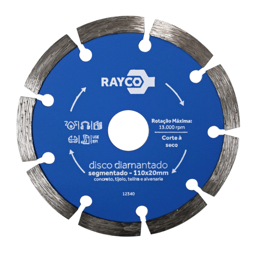 DISCO DIAMANTADO SEGMENTADO 4.3/8" 110X20mm – RAYCO