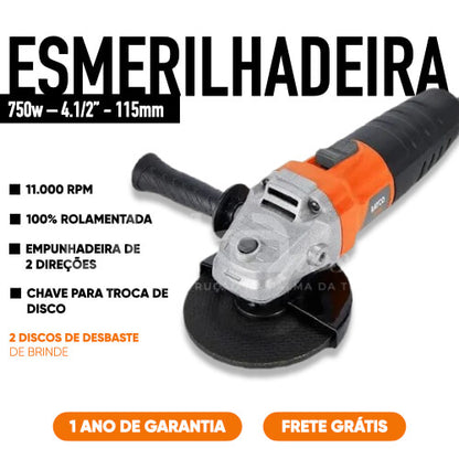 KIT FAZ-TUDO DIY: Serra Mármore + Furadeira de Impacto + Parafusadeira 12v + Esmerilhadeira + Lixadeira Orbital + Serra Tico-Tico