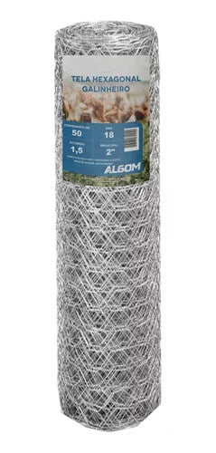 TELA HEXAGONAL GALINHEIRO 2" FIO 18 (1,24mm) 50m – ALGOM